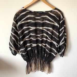 Chaus Sheer Pullover Blouse Animal Print Stripes S